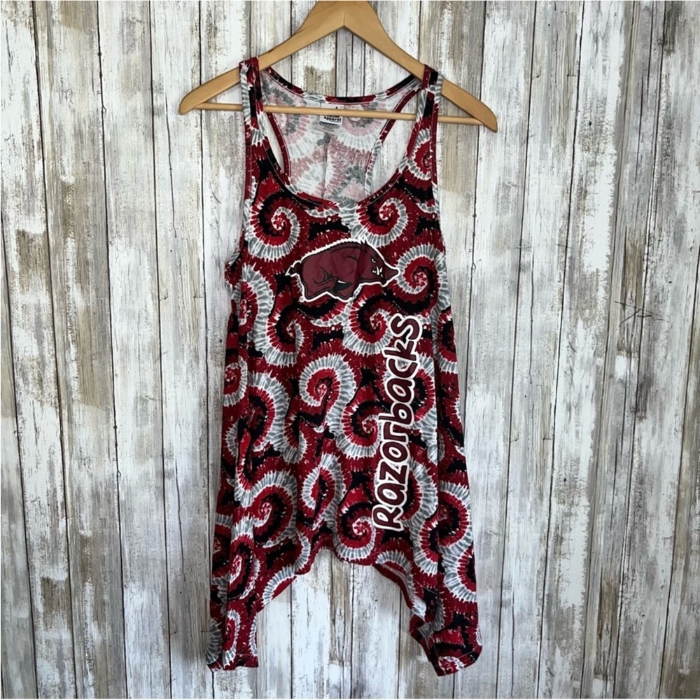 NCAA Arkansa Razorbacks Tie Dye Swirl Tank - Picture 1 of 5
